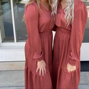 Express long sleeve silk dress